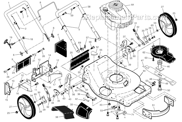 Page A Diagram and Parts List for  Poulan Lawn Mower