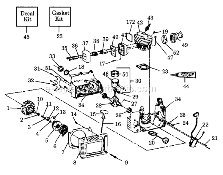 Page A Diagram and Parts List for  Poulan Chainsaw