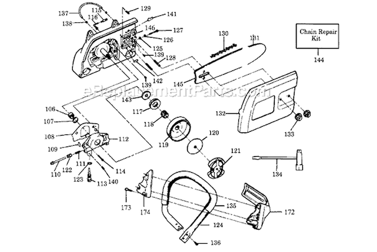 Page D Diagram and Parts List for  Poulan Chainsaw