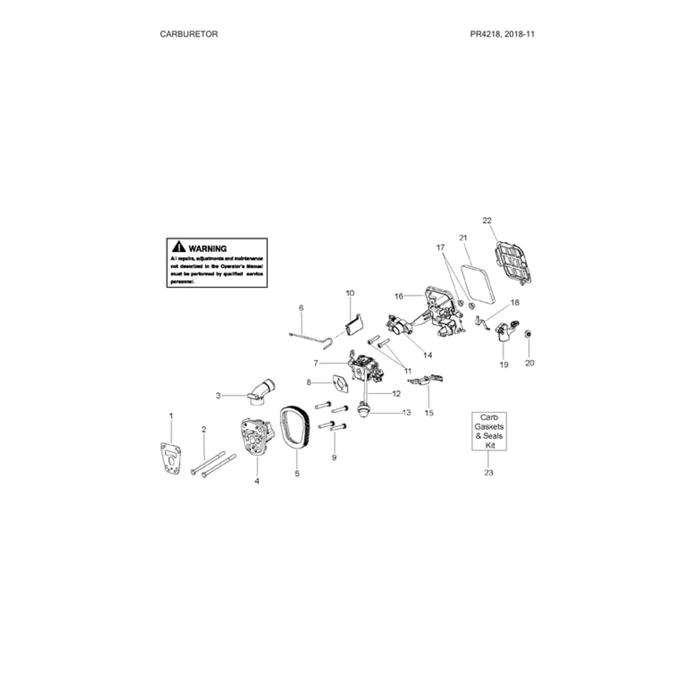 Carburetor Parts Diagram and Parts List for  Poulan Chainsaw