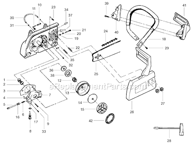 Page C Diagram and Parts List for  Poulan Chainsaw
