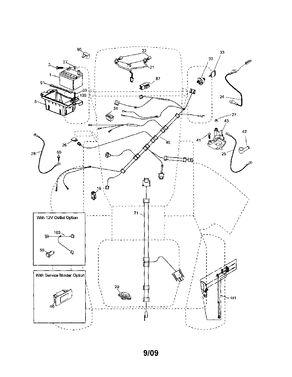 Electrical Diagram and Parts List for  Poulan Lawn Tractor