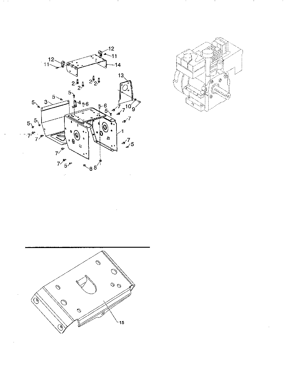 Engine/frame cover/mounting plate Diagram and Parts List for  Poulan Snow Blower