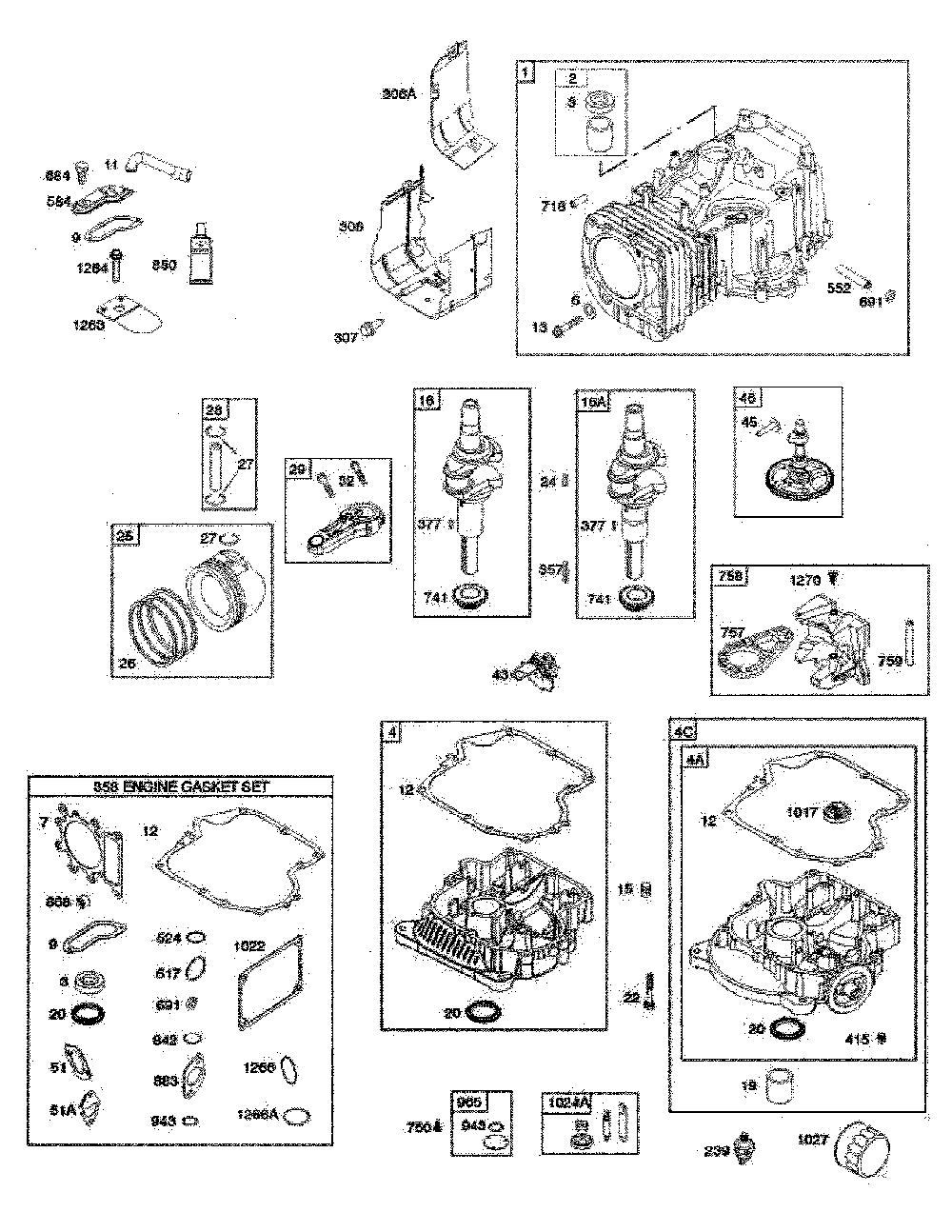 Cylinder/crankshaft/sump Diagram and Parts List for  Poulan Lawn Tractor