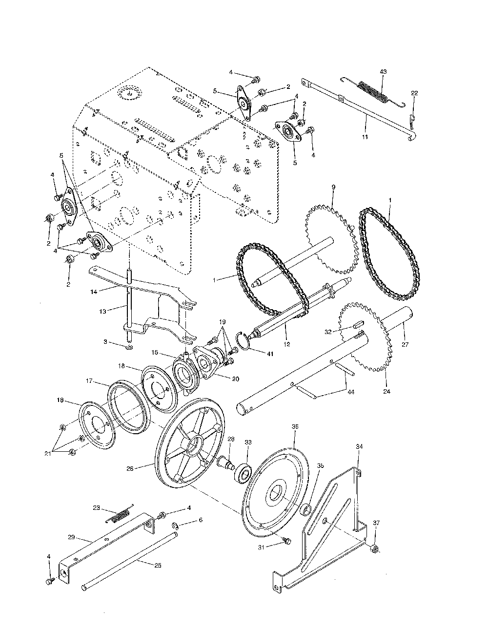 Drive Diagram and Parts List for  Poulan Snow Blower
