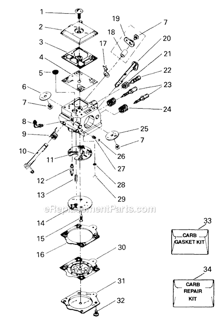 Page B Diagram and Parts List for  Poulan Chainsaw