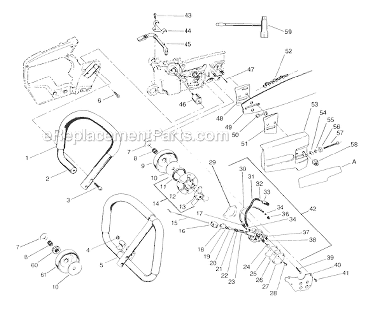 Page E Diagram and Parts List for  Poulan Chainsaw
