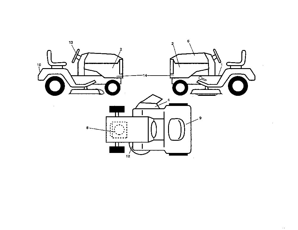 Decals Diagram and Parts List for  Poulan Lawn Tractor