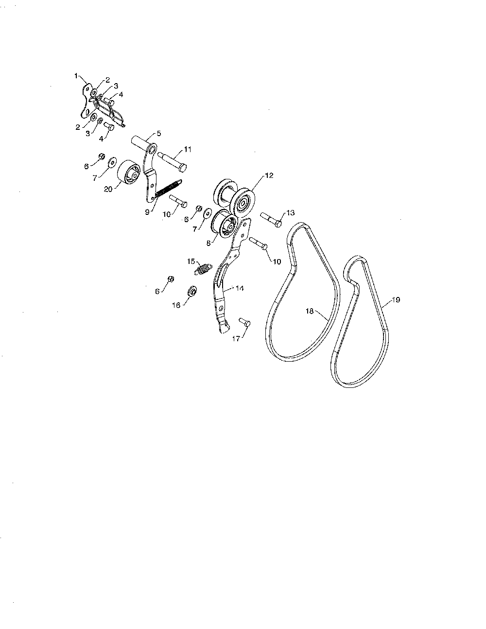 Pulleys/belts Diagram and Parts List for  Poulan Snow Blower