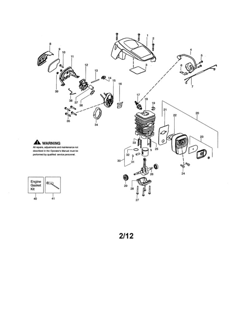 Cylinder/Shield/Crankshaft Diagram and Parts List for TYPE 3 Poulan Chainsaw