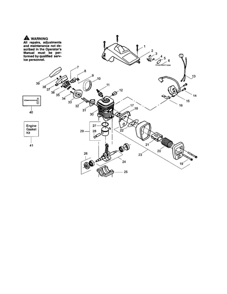 Crankshaft/Shield/Cylinder Diagram and Parts List for  Poulan Chainsaw