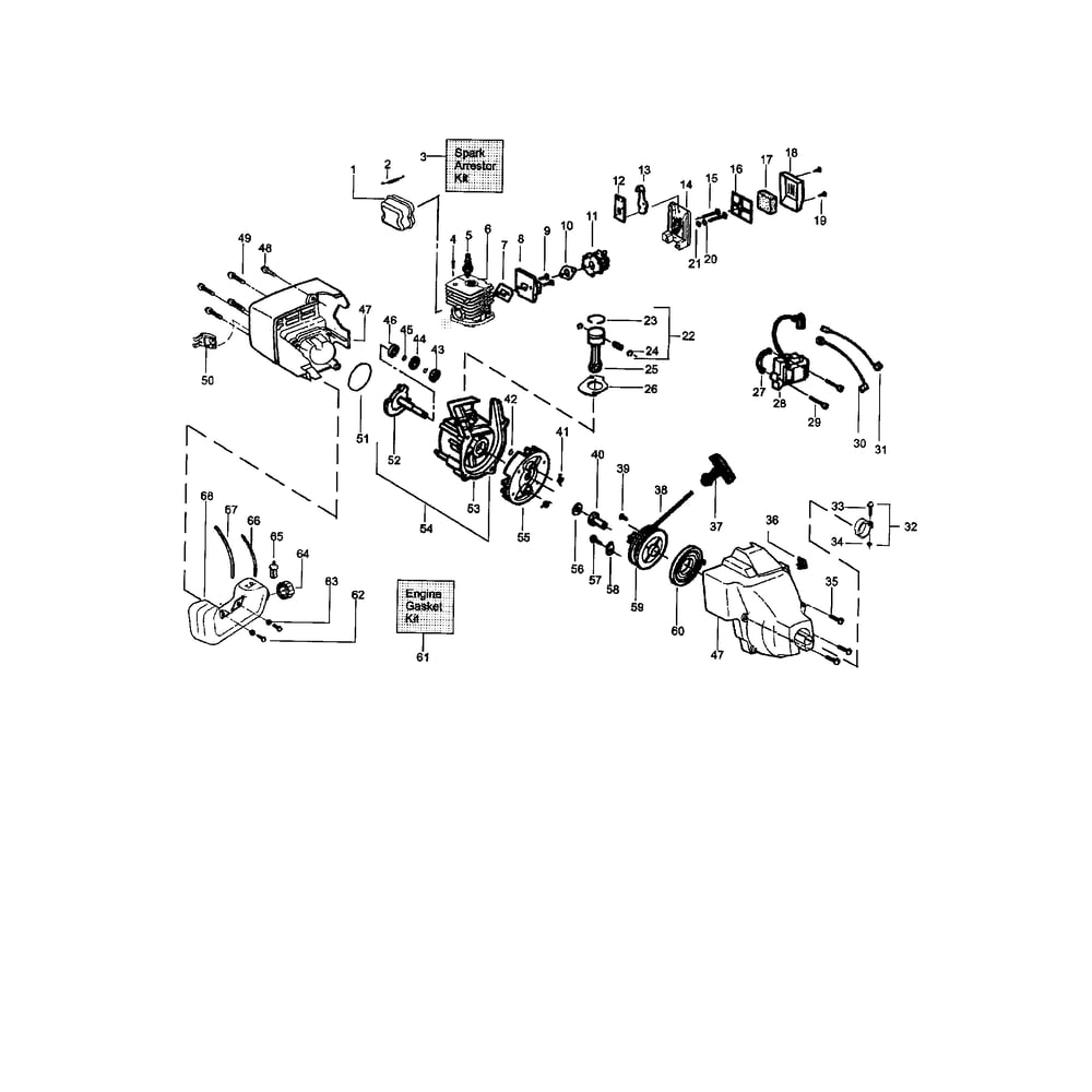 Power Unit Diagram and Parts List for  Poulan Trimmer