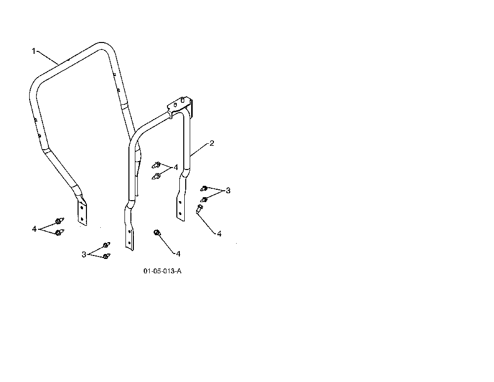 Lower handle Diagram and Parts List for  Poulan Snow Blower