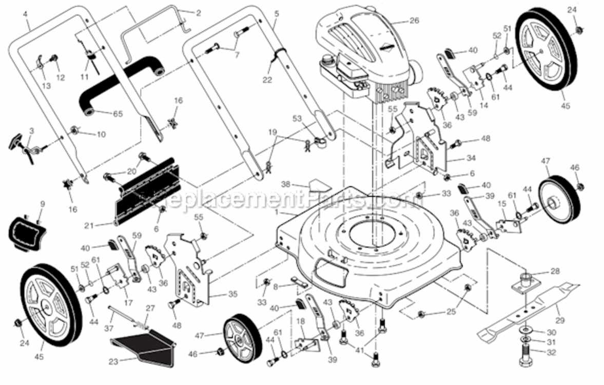 Page A Diagram and Parts List for 96114001600 Poulan Lawn Mower