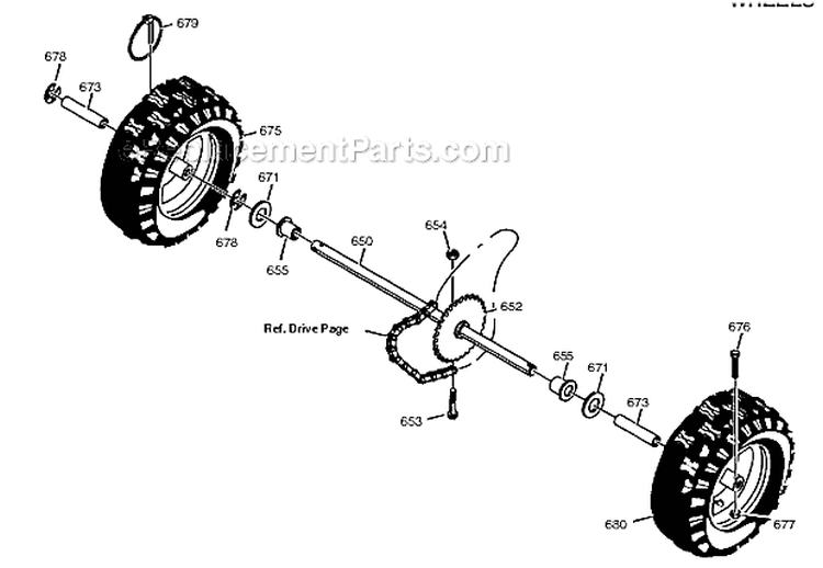 Wheels Diagram and Parts List for  Poulan Snow Blower