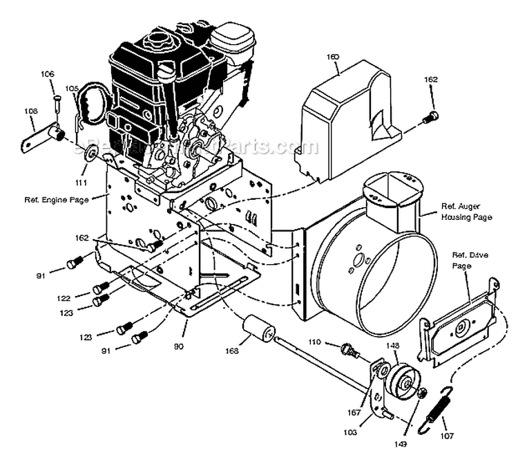 Frame Diagram and Parts List for  Poulan Snow Blower