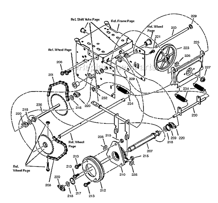 Drive Diagram and Parts List for  Poulan Snow Blower
