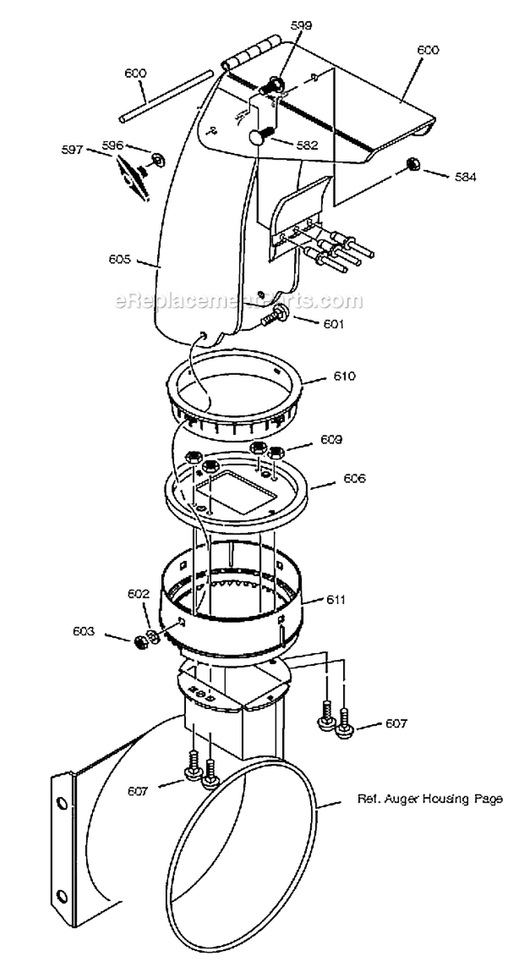 Discharge Chute Diagram and Parts List for  Poulan Snow Blower