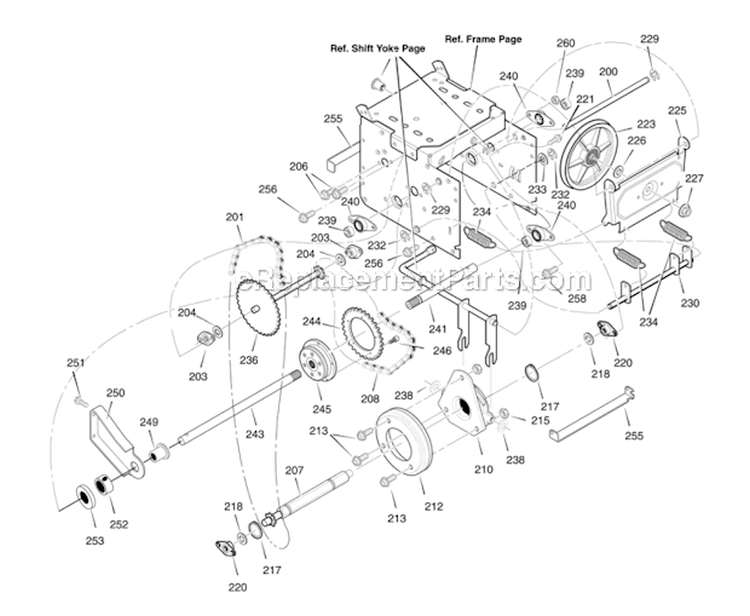 Drive Diagram and Parts List for  Poulan Snow Blower