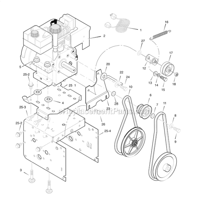 Engine Diagram and Parts List for  Poulan Snow Blower