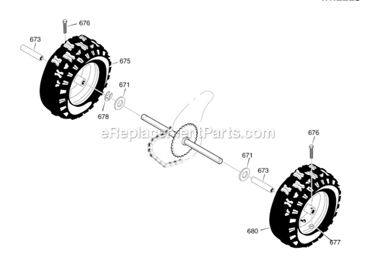 Wheels Diagram and Parts List for  Poulan Snow Blower