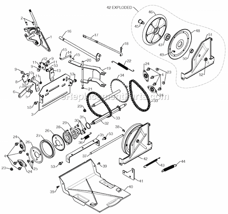 Page P Diagram and Parts List for  Poulan Snow Blower