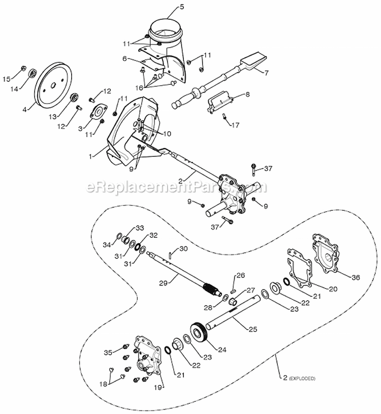 Page C Diagram and Parts List for  Poulan Snow Blower