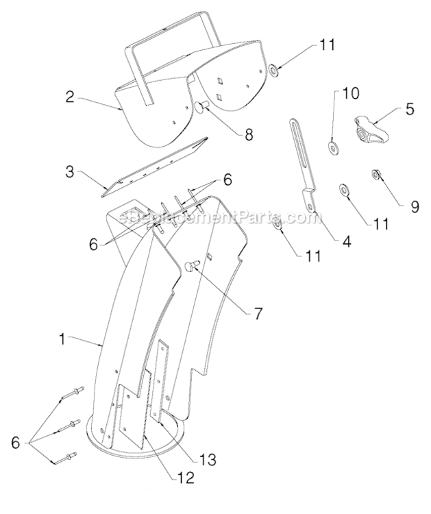 Control_Panel_Discharge_Chute Diagram and Parts List for 2013-07 Poulan Snow Blower