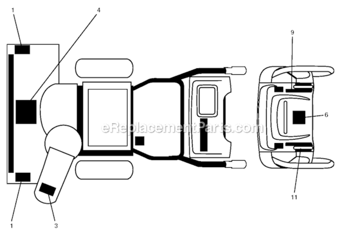 Decals Diagram and Parts List for 2013-07 Poulan Snow Blower