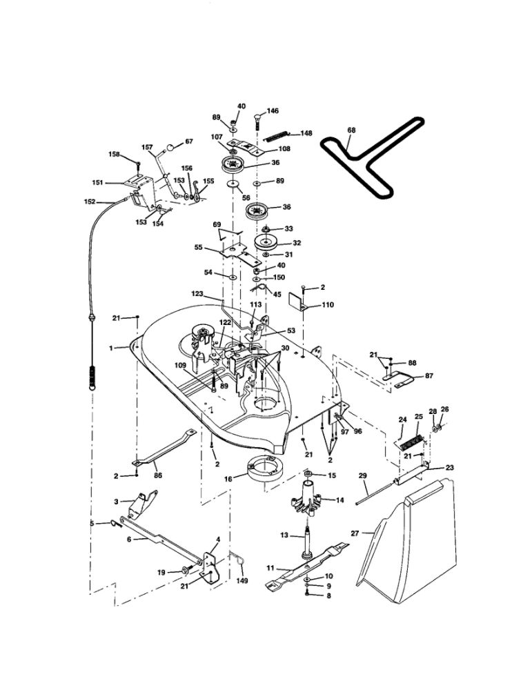 Mower Deck Diagram and Parts List for  Poulan Lawn Tractor
