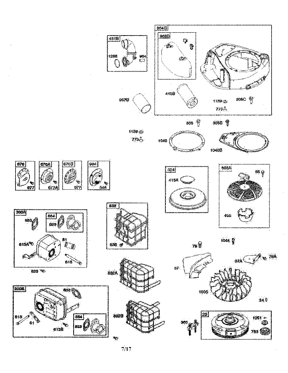 Air cleaner/blower housing/flywheel Diagram and Parts List for  Poulan Lawn Tractor