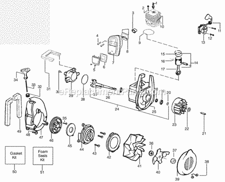 Page B Diagram and Parts List for Type4 Poulan Leaf Blower / Vacuum