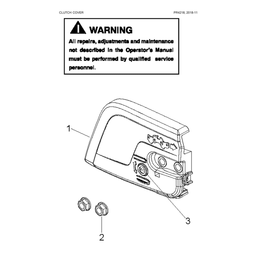 Clutch Cover Parts Diagram and Parts List for  Poulan Chainsaw
