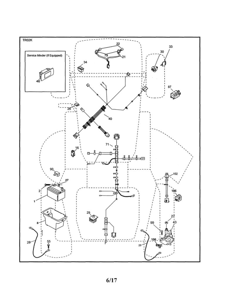 Electrical Diagram and Parts List for  Poulan Lawn Tractor