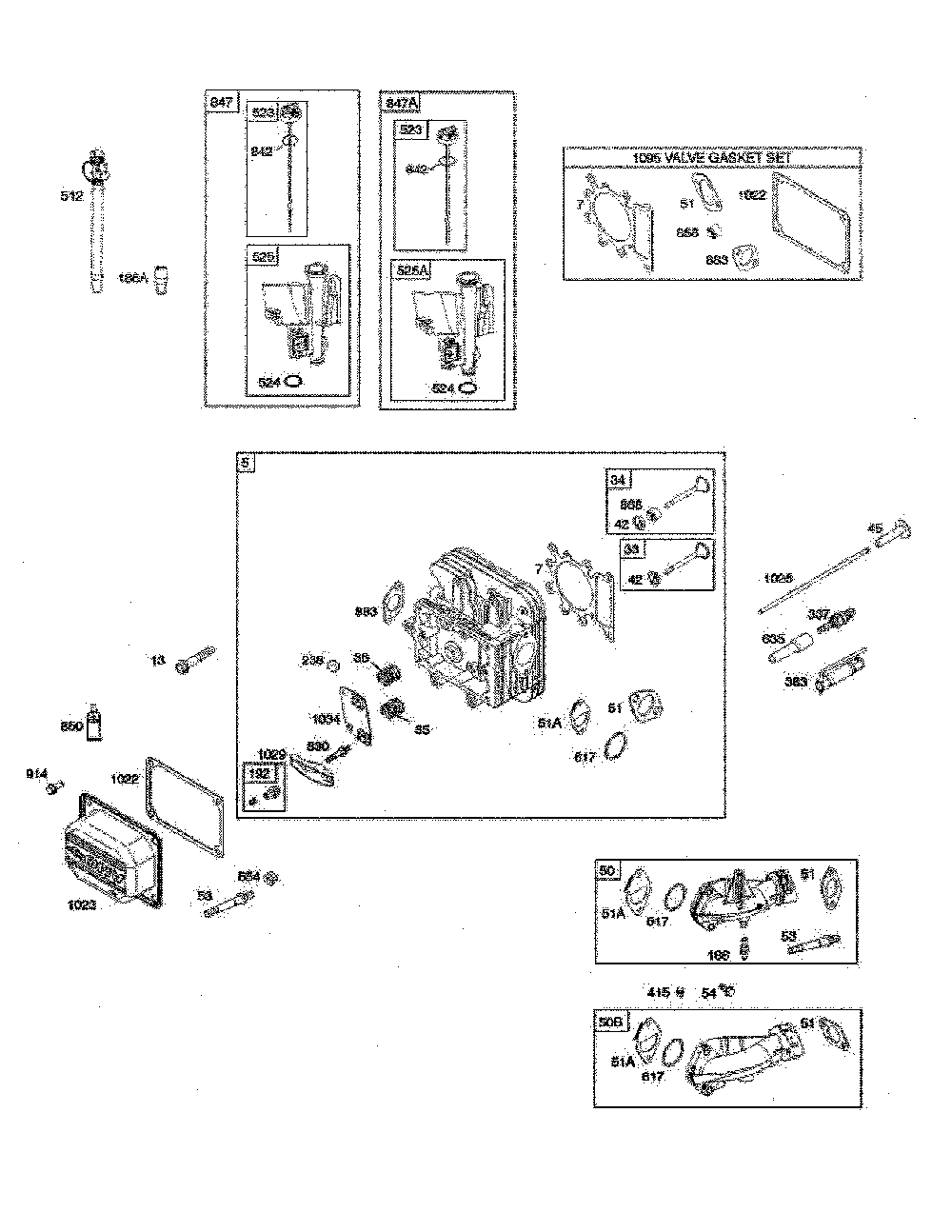 Cylinder head/gasket set/intake manifold Diagram and Parts List for  Poulan Lawn Tractor