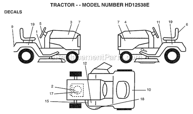 Page C Diagram and Parts List for 1998 Poulan Lawn Tractor