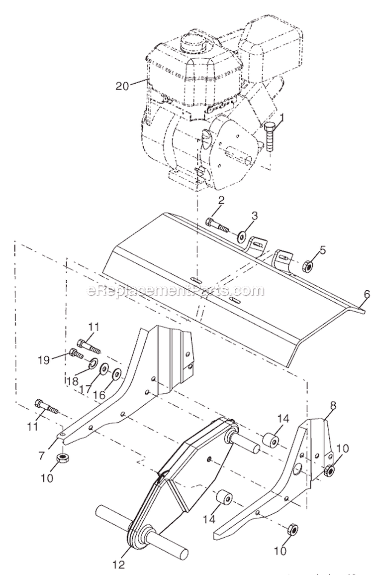Transmission Diagram and Parts List for  Poulan Tiller