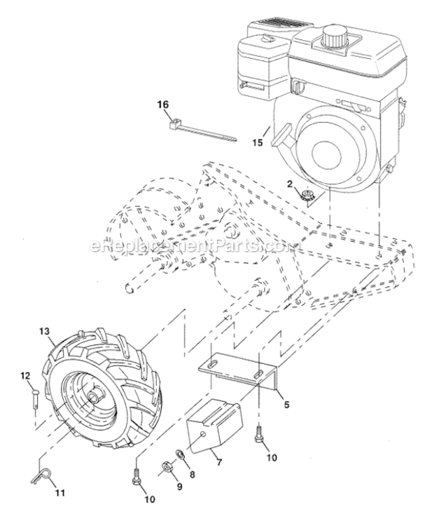 Right_Side_Mainframe Diagram and Parts List for  Poulan Tiller