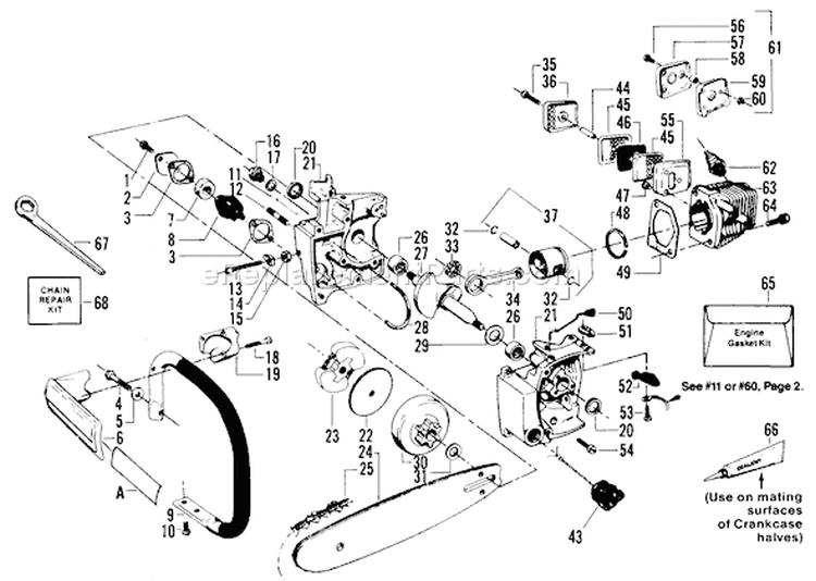 Page E Diagram and Parts List for MICRO XXV Poulan Chainsaw