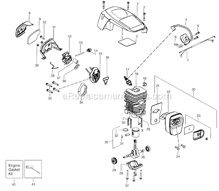 Page B Diagram and Parts List for Type 1 Poulan Chainsaw