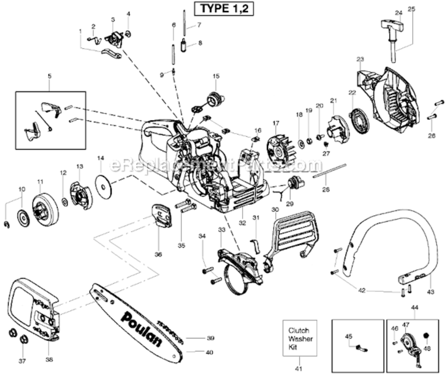 Handle_Type_12 Diagram and Parts List for  Poulan Chainsaw