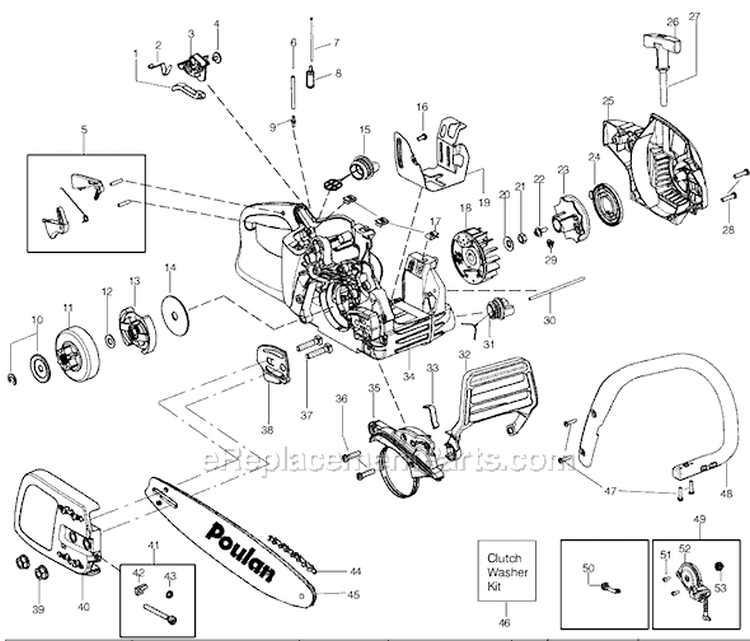 Page A Diagram and Parts List for Type 1 Poulan Chainsaw
