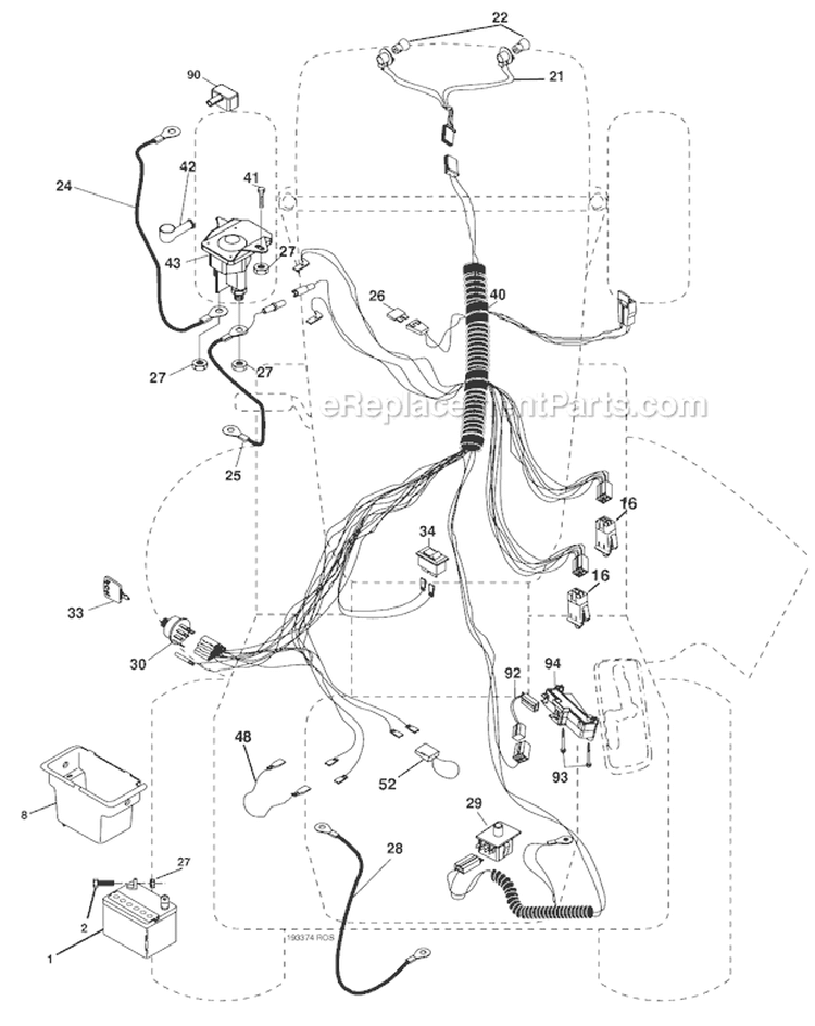 Electrical Diagram and Parts List for 96012000301 Poulan Lawn Tractor