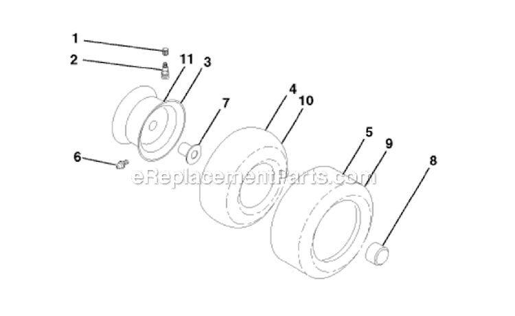 Wheels Tires Diagram and Parts List for 2011-06 - 9604201230 Poulan Lawn Tractor
