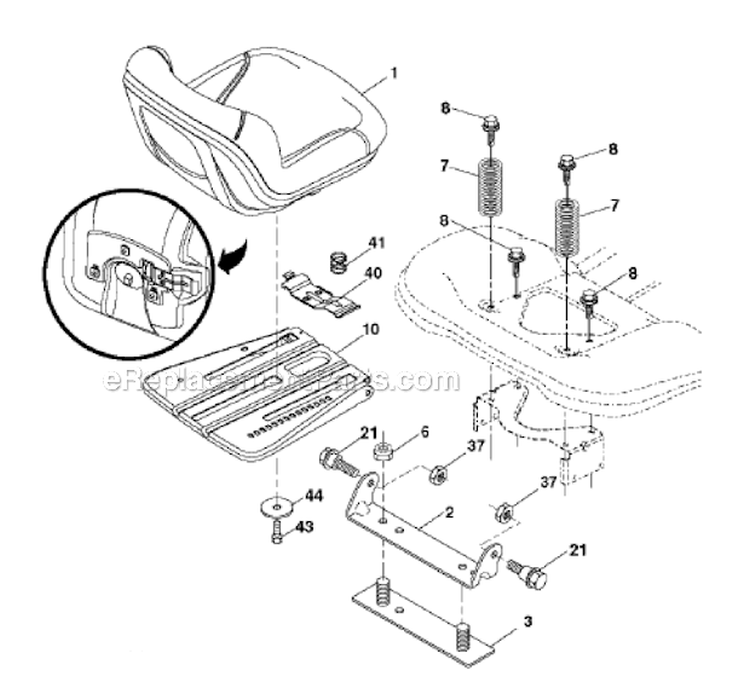 Seat Diagram and Parts List for 2011-06 - 9604201230 Poulan Lawn Tractor