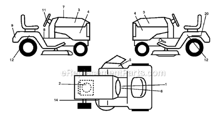 Decals Diagram and Parts List for 2011-07 - 96042013601 Poulan Lawn Tractor