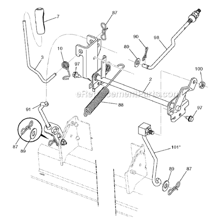 Mower LiftDeck Lift Diagram and Parts List for 2011-07 - 96042013601 Poulan Lawn Tractor