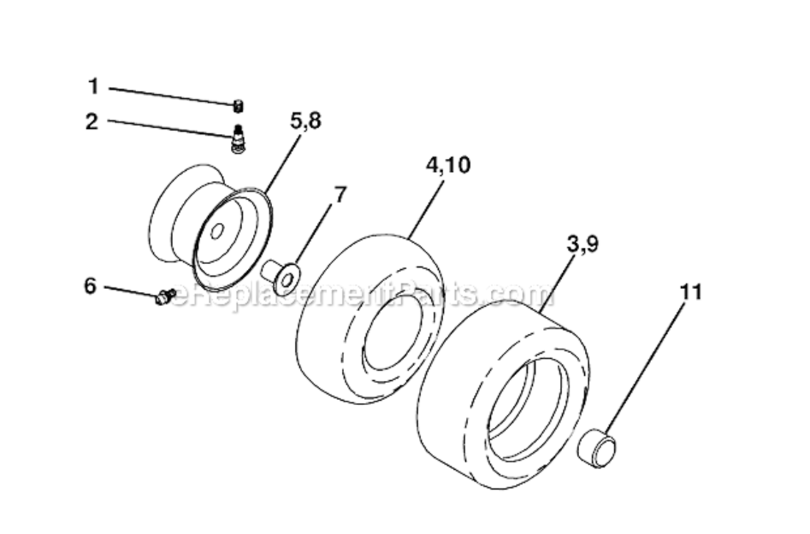 Wheels_And_Tires Diagram and Parts List for 96042003600 Poulan Lawn Tractor
