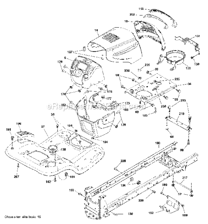 Chassis_Enclosures Diagram and Parts List for 96042012302 Poulan Lawn Tractor