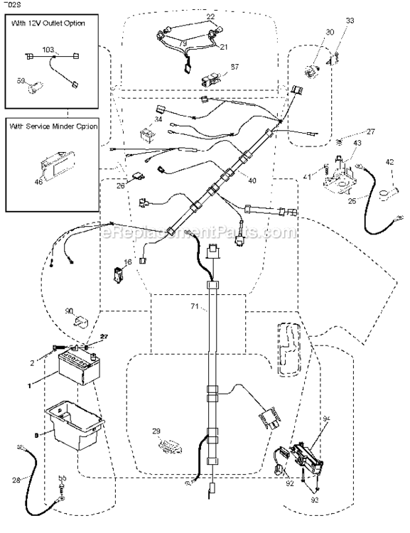 Electrical Diagram and Parts List for 96042012302 Poulan Lawn Tractor